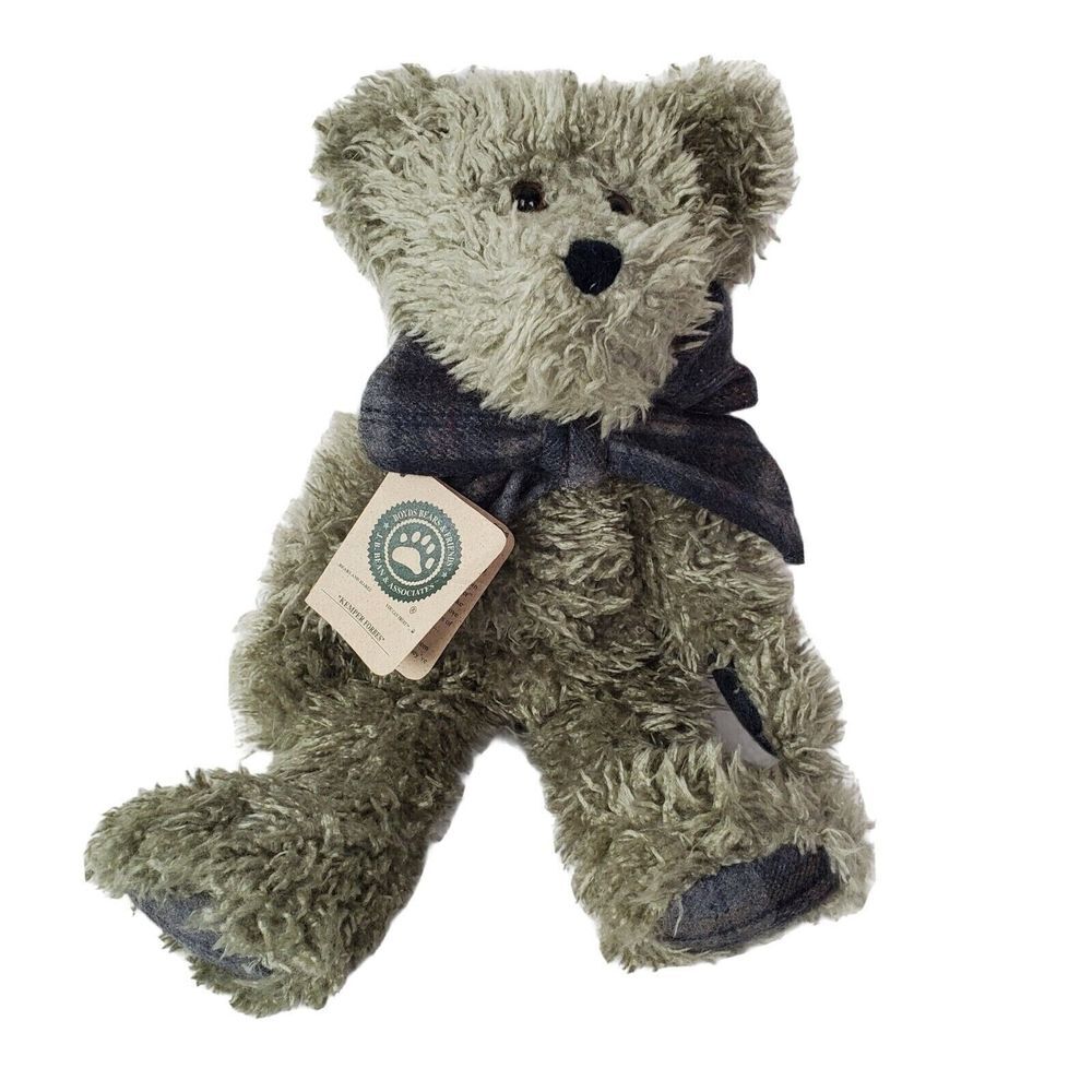 NWT Vintage Boyds Bears Kemper‎ Forbes Gray Plush Teddy Bear 15"
